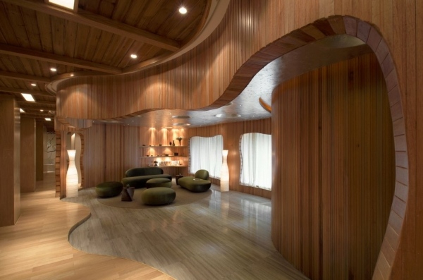 Innenarchitektur Holz-Wandbelag Sitzecke