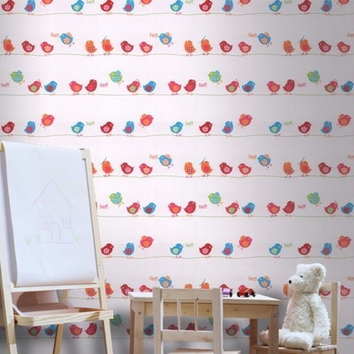 Kinder Zimmer Gestalten Tapeten-Vögel Motive