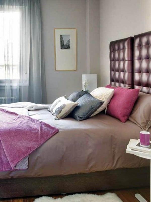 Kleines Schlafzimmer romantische Einrichtung-Pink Grau Beige