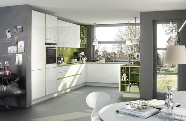 Küchendesign Ideen Grün-Weiß Grau-SieMatic Küchenstudio