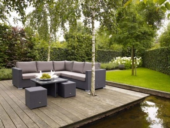 Lounge Garten-Ideen Einrichtung-Möbel grau Bankirai Terrasse