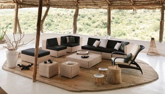 Lounge Garten Möbel Sofa Set Schwarz Weiß
