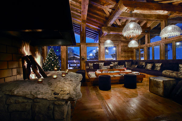 Marco Polo luxus berghütte in den alpen wohnzimmer