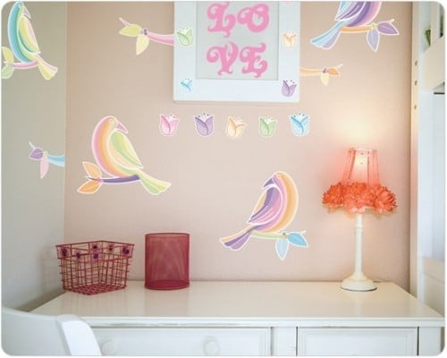 Neon Farbe Vogel-Design Ideen Kinder Wandverkleidung
