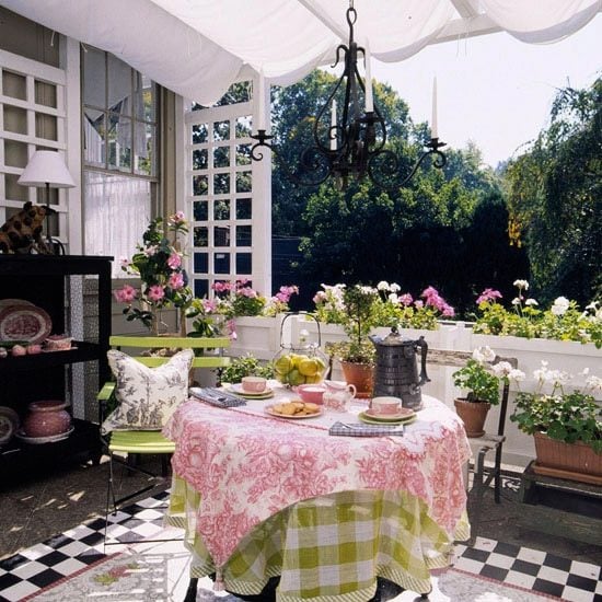 Outdoor Zimmer-pink Tischdecke Pergola Terrasse