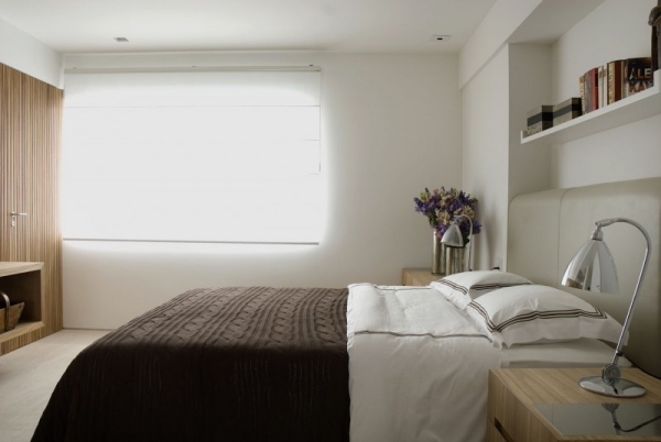 Schlafzimmer Design-weiß braun schlicht