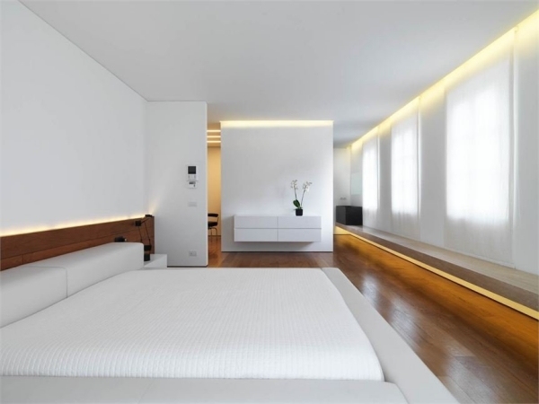 Schlafzimmer Ideen Design Weiß-Minimalismus Deckenbeleuchtung