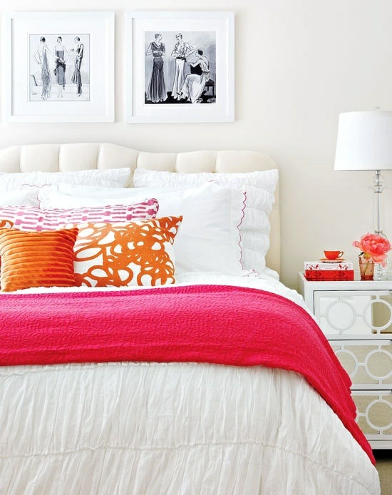 Schlafzimmer Kissen Bettdecke orange