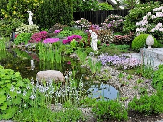 Teich schaffen Gartenbau Schöne Blumen