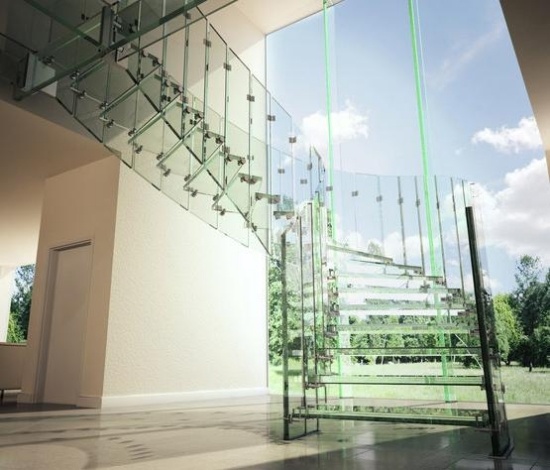 Treppen Design Fly Siller-Glasstufen Glasgeländer
