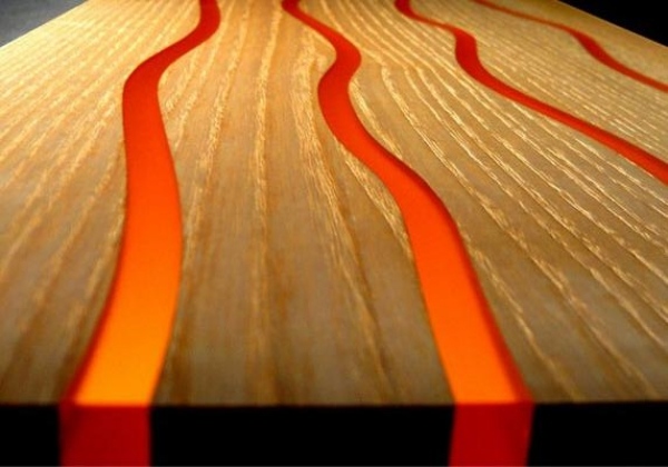 Wandpaneele Holz Muster-orange fließend Lamellux