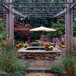 Wasser Brunnen Pergola-modernes Design Sonnenschirm Patio Bereich