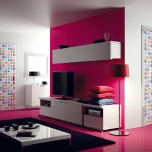 Wohnzimmer rosa schwarz weiß Einrichten Karim Rashid Design