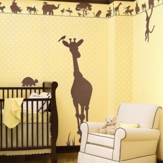 babyzimmer safari deko giraffe schattenbild