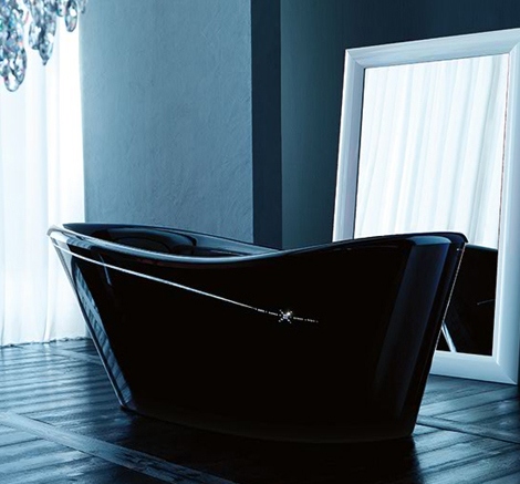 dekorative freistehende badewanne schwarz tresse