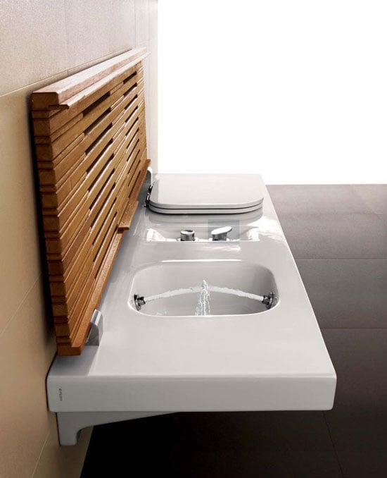 elegante Toilette Bidet-Holzdeckel-Badezimmer Gestaltungsideen