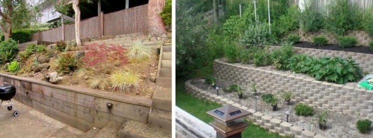 gestaltungsideen-terrasse-garten-stufen-pflanzen-erde-rasen