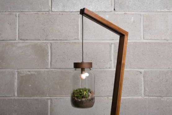 idee beleuchtung lampenschirm als terrarium glas