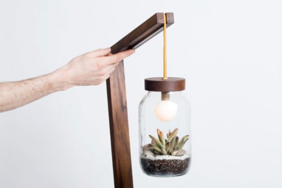 idee für beleuchtung lampenschirm als terrarium umweltfreundlich