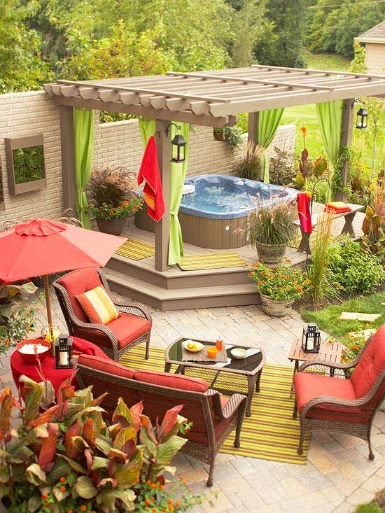 ideen für patio design im garten gestalten spa bereich