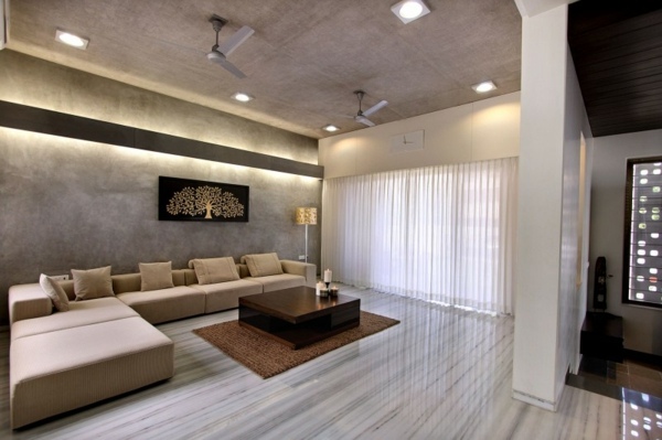 minimalistisches Wohnzimmer Marmor-Boden