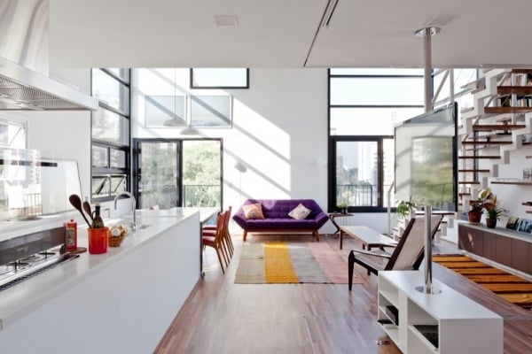 moderne maisonette mit innovativem stil wohnzimmer