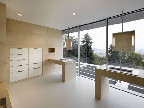 modernes haus design mit panoramablick badezimmer