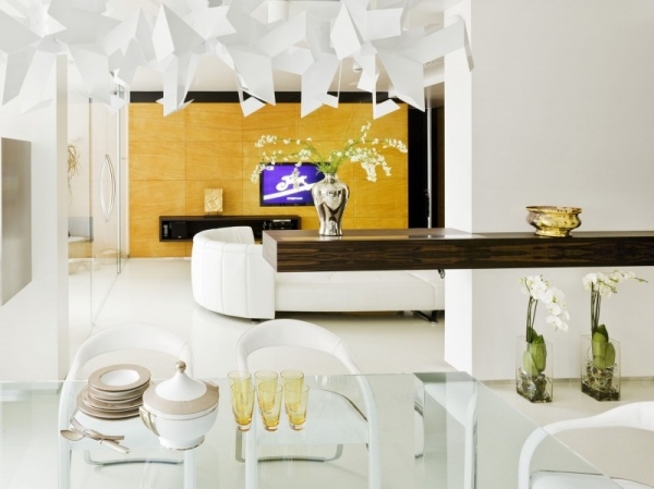 offener wohnraum weiße küche minimalismus