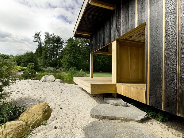 teehaus design im japanischen stil schwarze wände