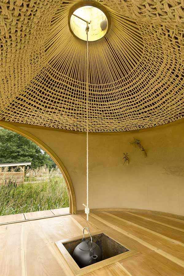 teehaus design im japanischen stil sisal seil decke