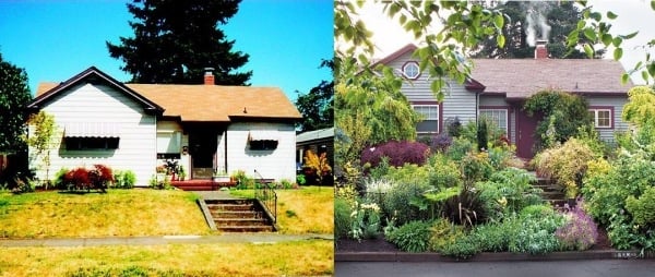 Üppige Bepflanzung-Fassade Haus Gartengestaltung