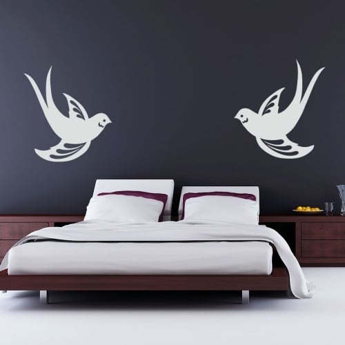 20coole ideen für wandtattoo design schlafzimmer vögelchen