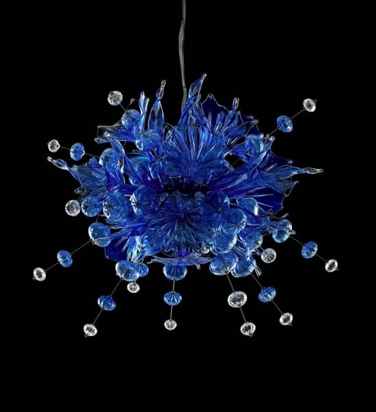 Designer Lüster blau Explosion Glas