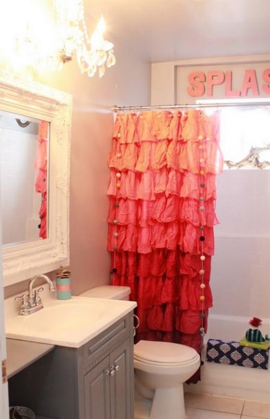 Duschkabine Vorhang rosa rot-Design Bad