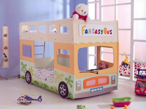 Fantasievolle Einrichtung Kinderzimmer-Bus Bett Design