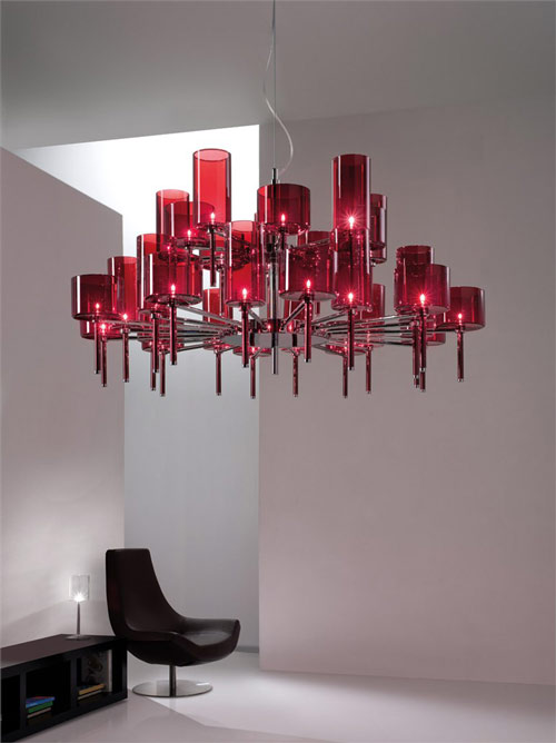 Glas Kronleuchter rot Designer-Lampe