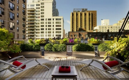 Holzterrasse New Terrasse Stadt Skyline