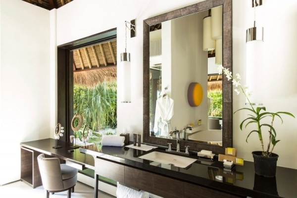 Hotel Design auf den Malediven Cheval Blanc Randheli waschbecken