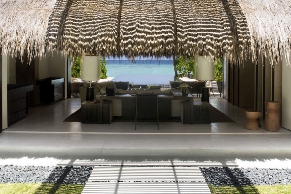 Hotel Design auf den Malediven Cheval Blanc Randheli wohnzimmer