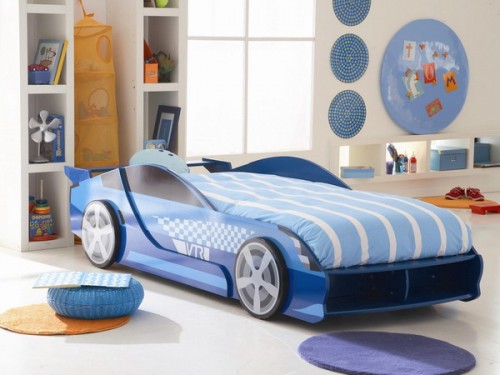 Jungenzimmer Auto Bett Design-blaue Bettwäsche