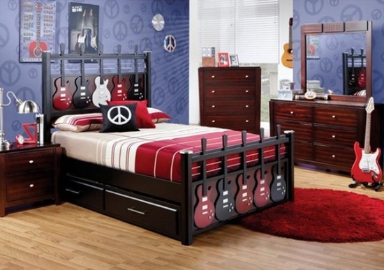 Kinderzimmer Gitarre Bett Design