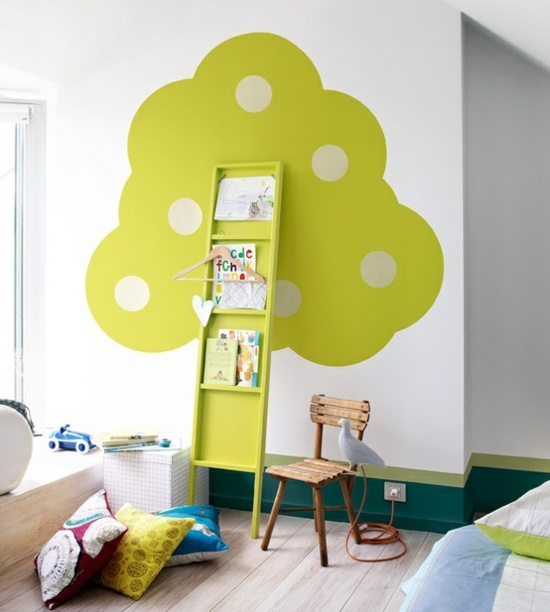 Kinderzimmer einrichten Wandtattoo-grüner Baum 