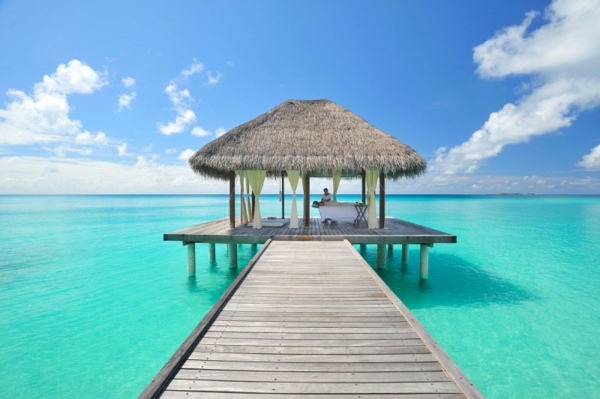 blaues Wasser Sommer Urlaub-Malediven