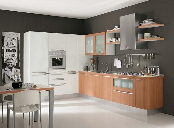 Küchen Trends 2013 holz weiß graue wandfarbe urban chic