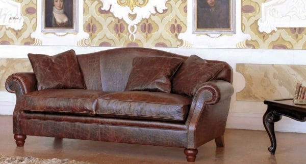  Leder Sofa Design-braun klassische Einrichtung