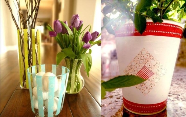 Liebevolle Tischdeko Geschirr Blumentöpfe-Dekorieren Aufkleber buntes band