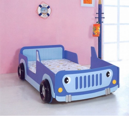 Modernes Kinderzimmer blaues Auto Bett Design