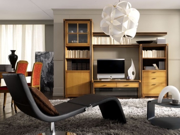 Modernes Wohnzimmer Italienische-Möbel Regalsystem Holz