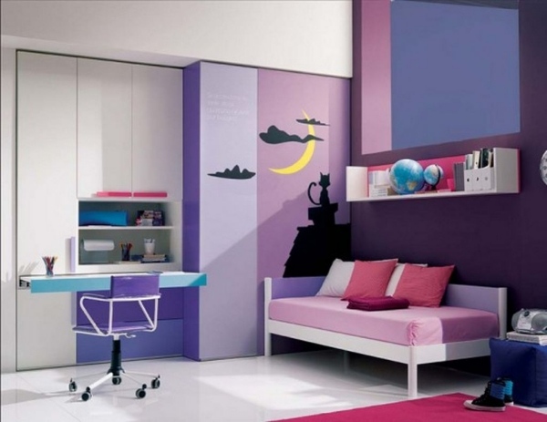 Mädchenzimmer Lila Rosa-schlichtes Möbeldesign