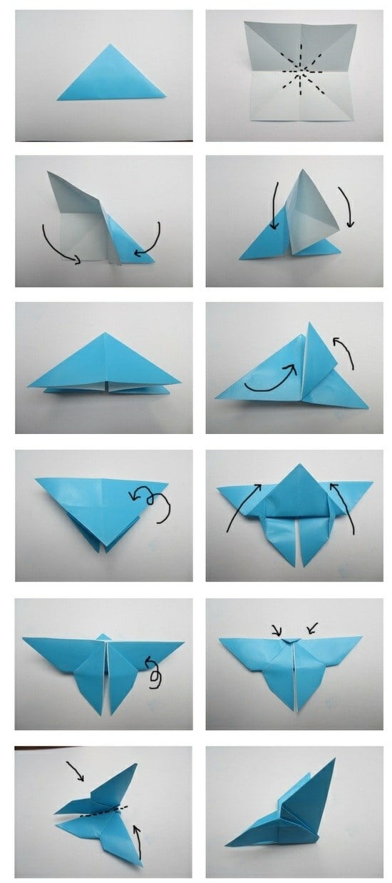 Origami Falten-Bastelanleitung Schmetterling
